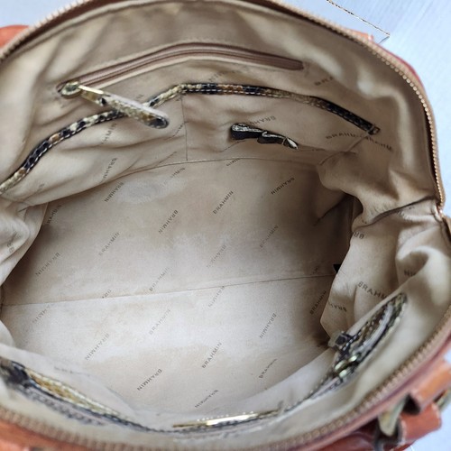 Brahmin Satchel Louise Rose Tri-texture Lady Anaconda Leather Shoulder Bag - Picture 6 of 15