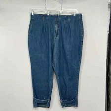 Good American Paper Bag Jeans Women's Size 20 Blue472 Cotton High Rise Pleated