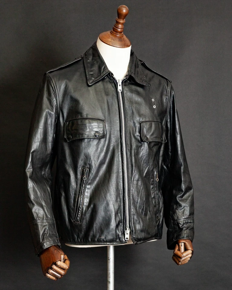 Chaqueta de cuero vintage de la policía americana con cremallera de garra EE. UU. años 70-80 Foto 3 de 4