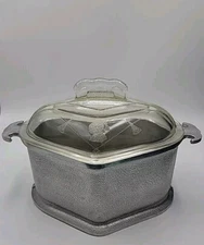 Guardian Service Hammered Aluminum Triangular Roaster Dutch Oven Glass Lid Vtg