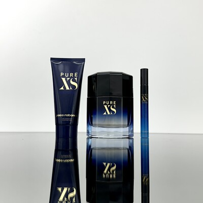 Paco Rabanne PURE XS 3pc Combo 3.4oz EDT Spr +10ml EDT Spr +3.4oz S/Gel