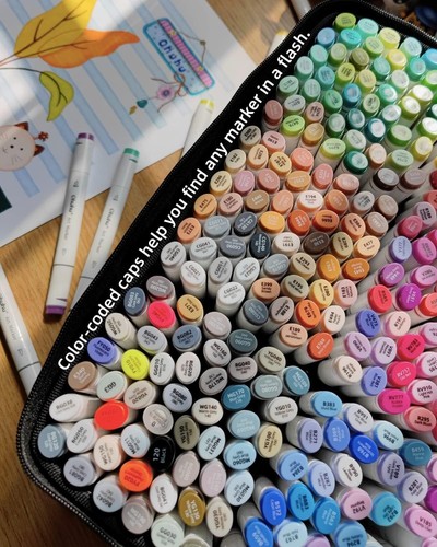 Ohuhu 320 Colores - Cincel y Fino Doble Punta Alcohol Arte Marcadores Tinta Recargable - Imagen 4 de 9