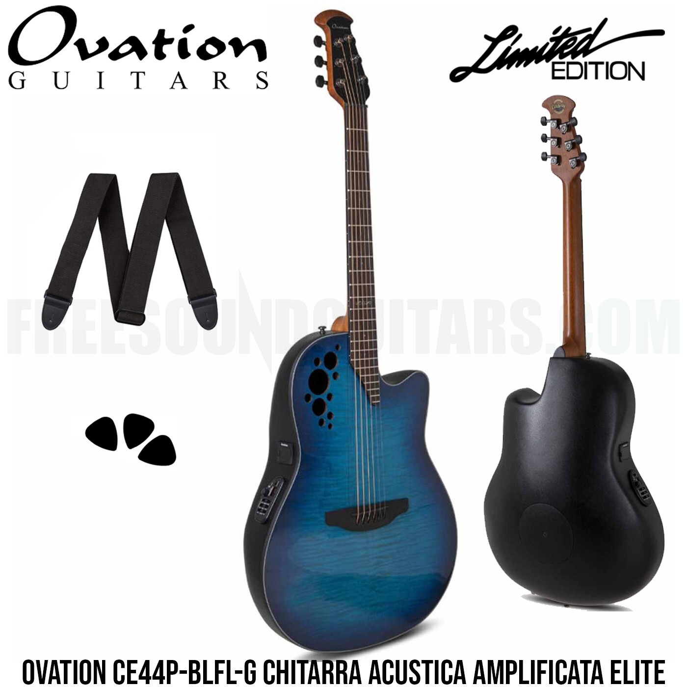 Ovation CE44P-BLFL-G Chitarra Acustica Amplificata Celebrity Elite Plus Limited