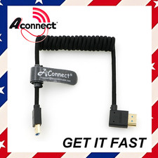 for Atomos 8K HDMI 2.1 High-Speed Braided Coiled Cable Straight to Left Angle