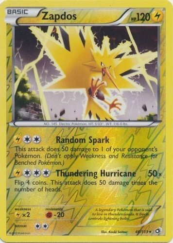 Pokémon TCG - Zapdos - 46/113 - Reverse Holo - Legendary Treasures [Near Mint]