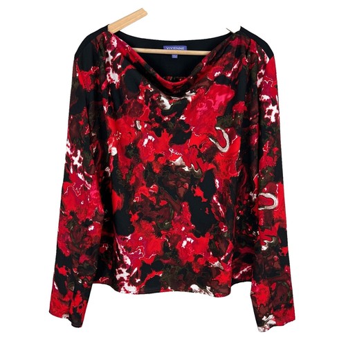 トップス VIVIENNE TAM Vivienne Tam Black Floral & Peacock Print Mesh-Trim Top – Size 0