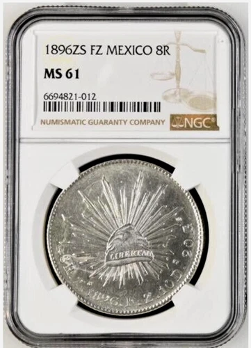 Mexico 1896 ZS FZ Silver Peso NGC MS 61 UNC Zacatecas Mint