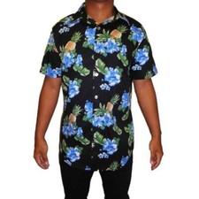 Men's Hawaiian Aloha Traditional All Over Print Button Up Short Sleeves Shirt L