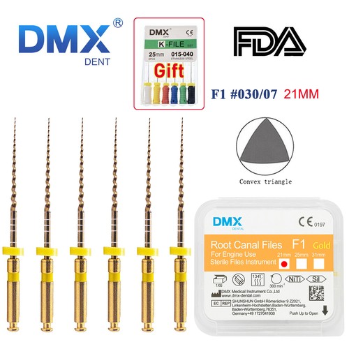 6 limas endodónticas dentales giratorias NITI X-Pro Gold Taper DMXDENT + regalo - Imagen 13 de 34