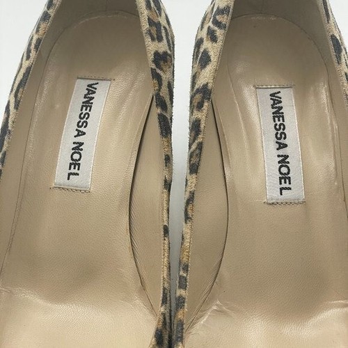 Vanessa Noel Black Leather Heart Leopard Print Pumps Made in Italy EU37/US7 - Picture 7 of 10