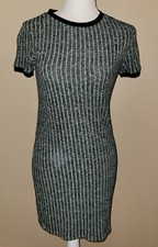 Forever 21 Women's Green w/Black Trim Ribbed Tight Short Sleeve Mini Dress S
