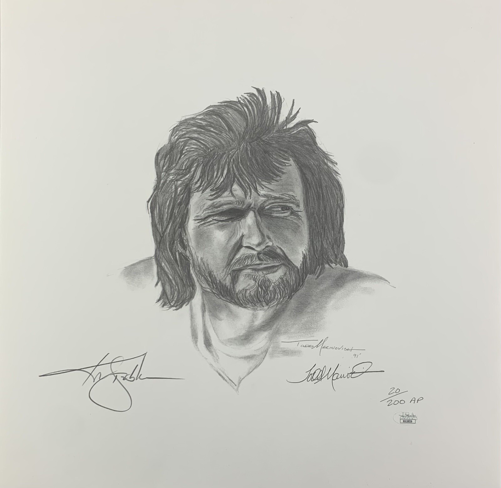 Ken Stabler Autographed Signed Oakland Raiders ARTIST ORIGINAL LITHOGRAPH BY TODD MARINOVICH RAIDERS 