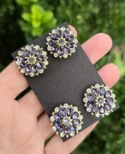 4 piece Purple Crystal Magnetic Pins . Saddle Seat Western Horse show magnets