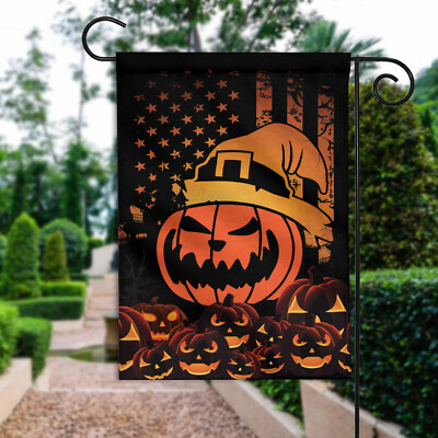 Happy Halloween Hexe Gartenflagge (30,5x45,7 Cm) – Doppelseitig, Jute-Optik, Wetterfest Für Zaun, Terrasse & Garten