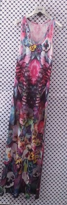 Robe F**k Fuck Donna - Couleur Fuchsia Fleurie - Modèle 696u - Neuf Avec étiquettes