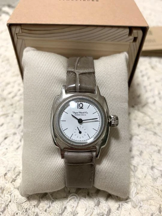 vague watch co. Coussin 12 Croco Men's used watch quartz white dial with box