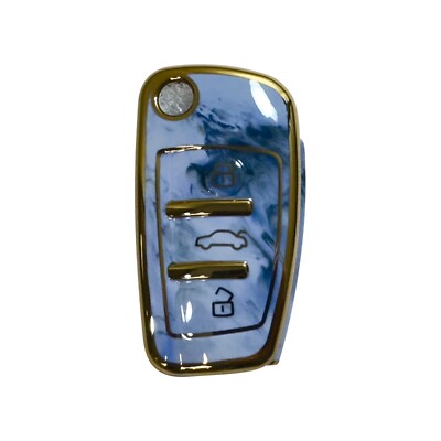 New Remote Cover Smart Key Fob Full Protect Case TPU for Audi 3 Buttons Blue