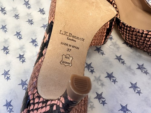 NEW! LK Bennett UK4 Eu37 pink & black leather snakeskin print Hazel court shoes - Picture 10 of 12