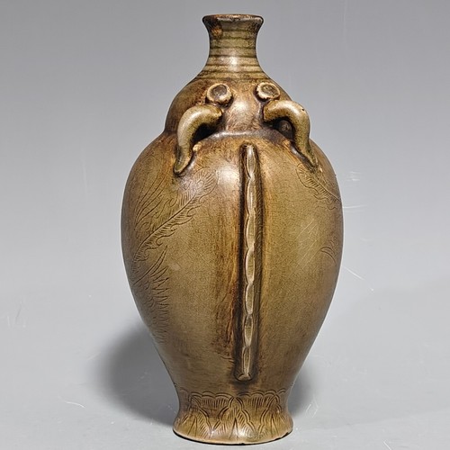 8" China antique song dynasty yue kiln Porcelain Ice crack Phoenix pattern pot - Picture 8 of 9