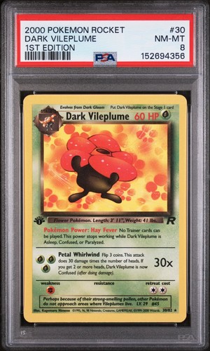 Dark Vileplume (1st Edition) graded PSA 8 for sale on eBay