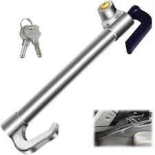 Universal Steering Wheel Brake Lock Anti-Theft Retractable Double Hook Lock New