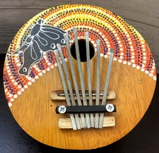Painted Coconut Mbira Kalimba Thumb Piano, Beginner African Instrument Butterfly