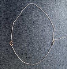 14K Solid GOLD White GOLD Sideways Initial Necklace, Letter Necklace