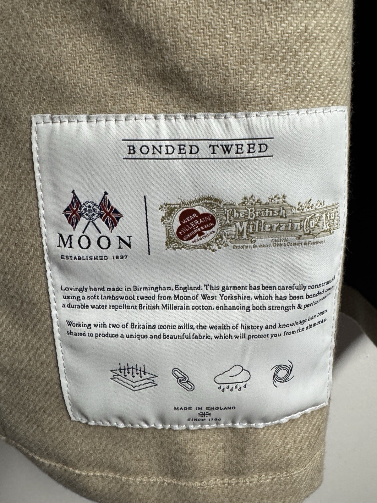 Peregrine Bonded Wool Mac Coat Made In England Moon Oatmeal  Beige XL