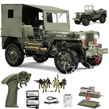 JJRC C8815 Willys Jeep 1/10 Military Truck 4WD Off-Road RC Car LED 2Battery doll