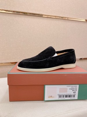 LORO PIANA Men's Black Suede Summer Walk Loafers Shoes|EU 42