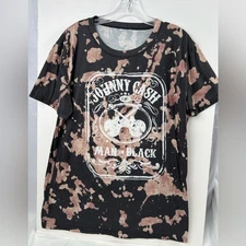 Johnny Cash Man in Black Graphic Tee Black and Tan Design Women’s XXL