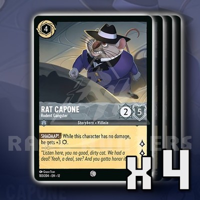 Rat Capone Rodent Gangster 183/204 x4 Wilds Unknown Disney Lorcana