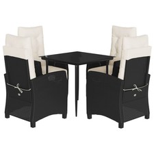 Patio Dining Set with Cushions Outdoor Furniture Black Poly Rattan vidaXL