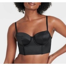 NWT Auden Women's Bustier Satin Lightly Lined Lingerie Corset Black Size Large