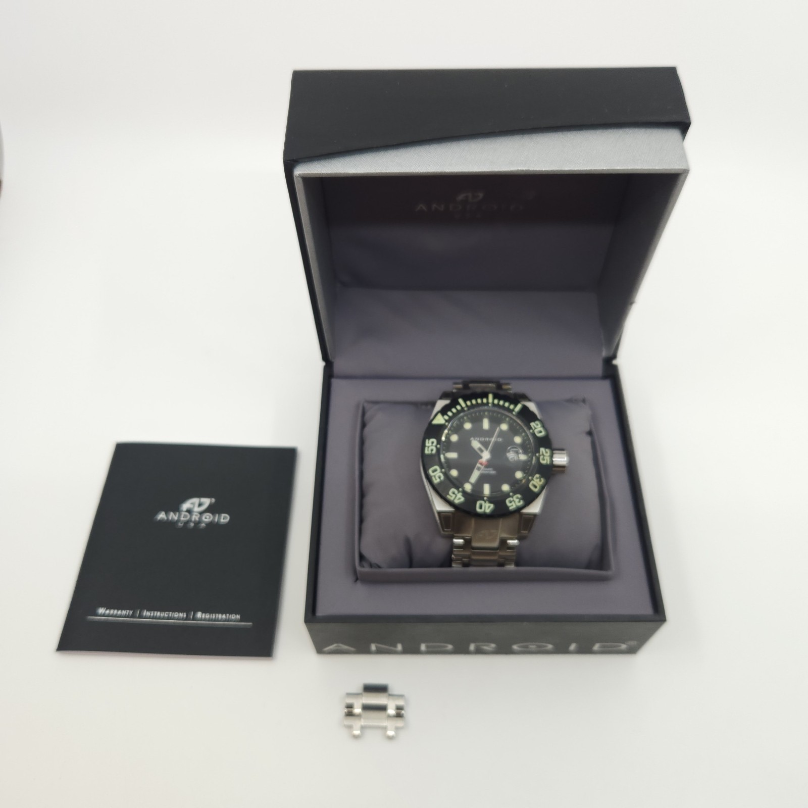 Android AD656 Bioluminescence Silverjet 3G Men's Automatic 50mm Watch + Box 
