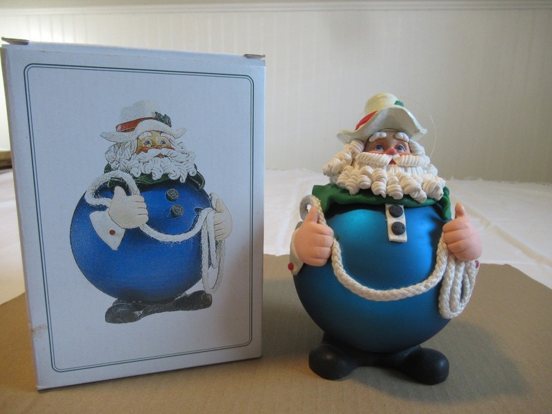 7" COWBOY SANTA CHRISTMAS ORNAMENT  DEPT 56 WITH BOX (AD 53)