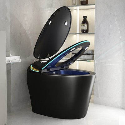 Smart Toilet Tankless w/Bidet Heated Seat Foot Sensor LED for Bathroom