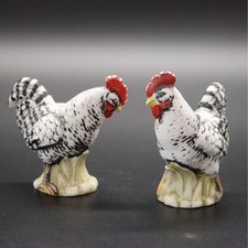 Black and White Lefton "Plymouth Rock" Rooster Chicken Salt and Pepper Shakers