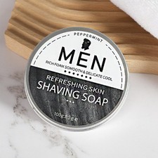 Jabón de afeitar de sándalo 100 g para hombre 1 pieza jabón de afeitar facial menta