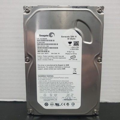 Seagate Barracuda 80GB Hard Drive HDD Harddrive ST380815AS 9CY131-504 7200.10