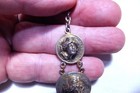 VINTAGE ANTIQUE SILVER REPOUSEE US FANTASY 3 COIN POCKETWATCH FOB — photo 8