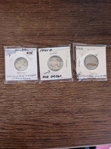 Error Coins 1943 & 1941 Nickels & 1972 Penny