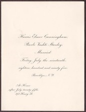 Harris Elmer Cunningham & Pearle Vashti Stanley Marriage - Brooklyn (1895)