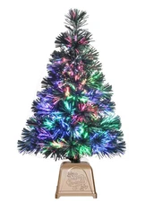 Tabletop Artificial Christmas Tree with Fiber Optic Lights and Stand