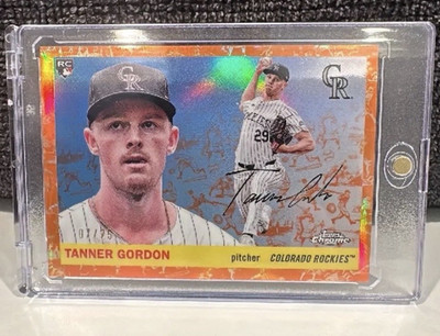 2025 Topps Platinum Tanner Gordon Orange Refractor RC /25 #387 Rockies