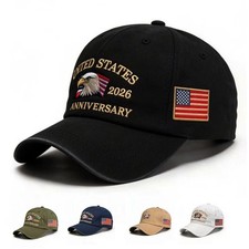 Patriotic USA 250th Anniversary 1776 2026 Eagle Adjustable Cap