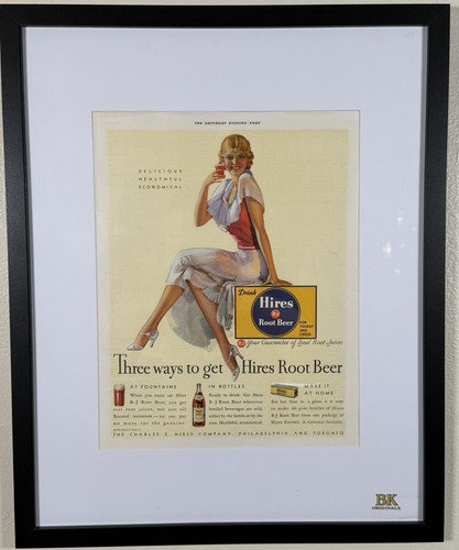 Vintage Hires Root Beer Ad Framed 16x20 BK Originals Soda Advertising Decor