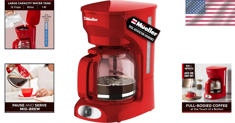 Stunning 12-Cup Drip Coffee Machine with Reusable Filter & Non-Drip Carafe - Image 2 of 4