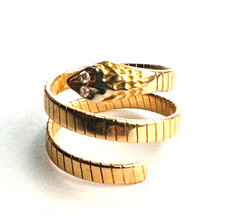 Anello serpente tubogas oro massiccio 18k vintage anni '70 Italia con diamanti