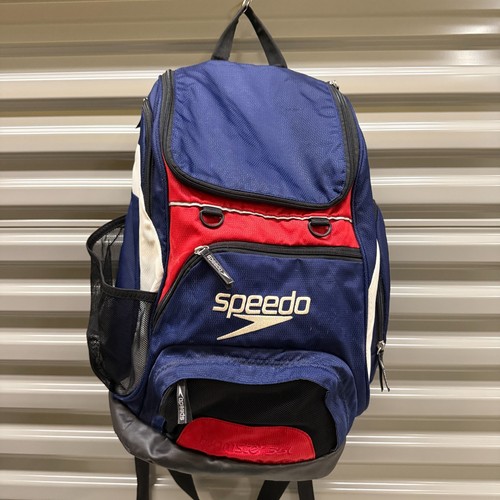 Speedo Teamster 35L Swim Backpack Blue Red White Wet Dry Separation Travel Gym